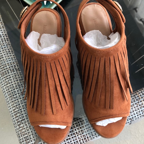 Fringe Boho Western Block Heel Faux Suede Shoes Size 6 EUC - Picture 4 of 9